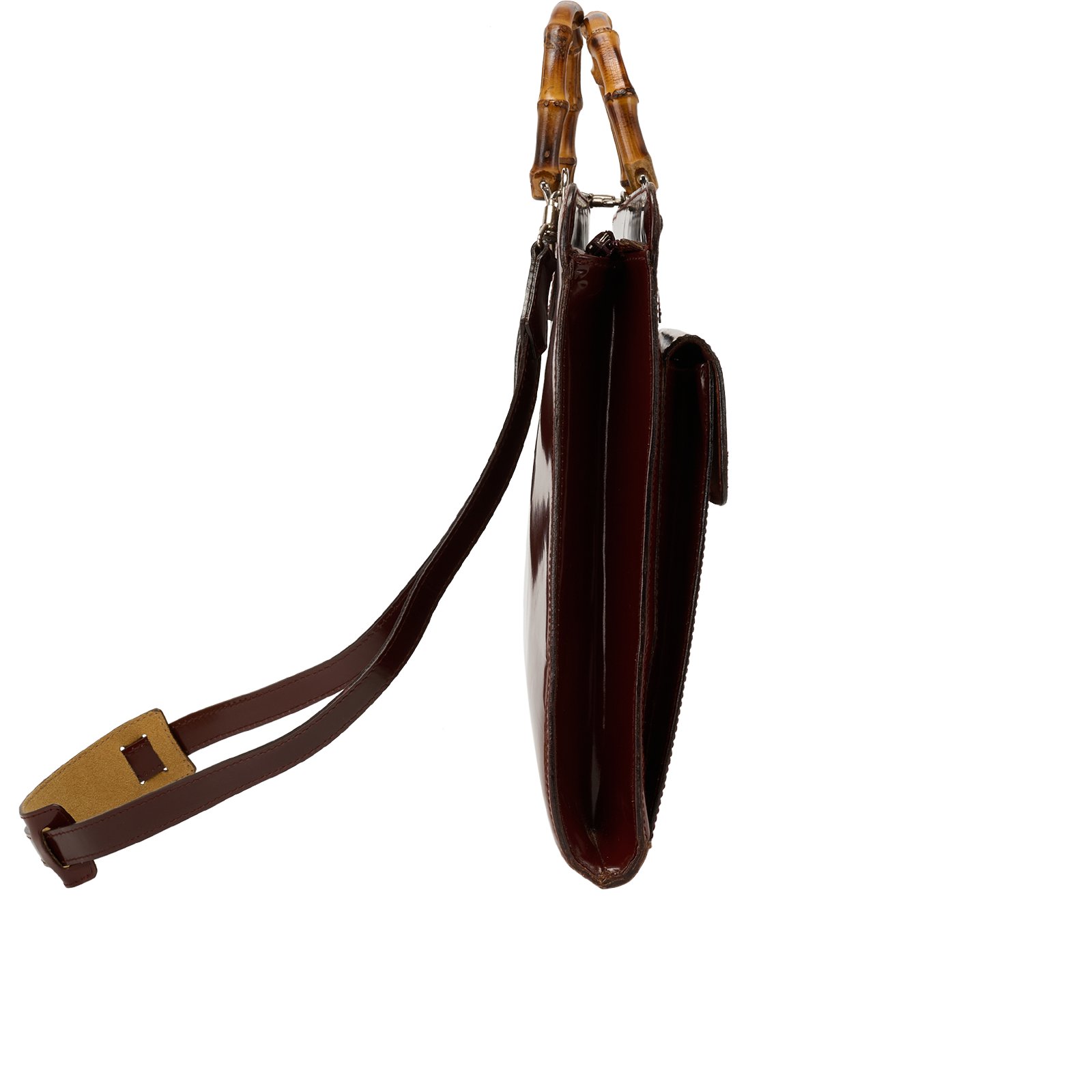 Vintage Bamboo Briefcase, &pound;375, Handbags, Brown, Leather, Side view